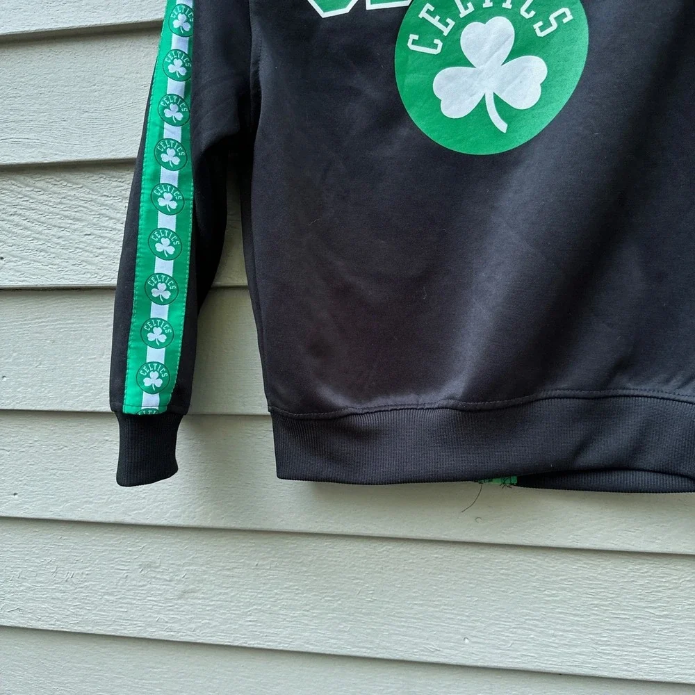 NBA Boston Celtics Kids Black Green Full Zip Track Jacket Icer Brands Size S 8